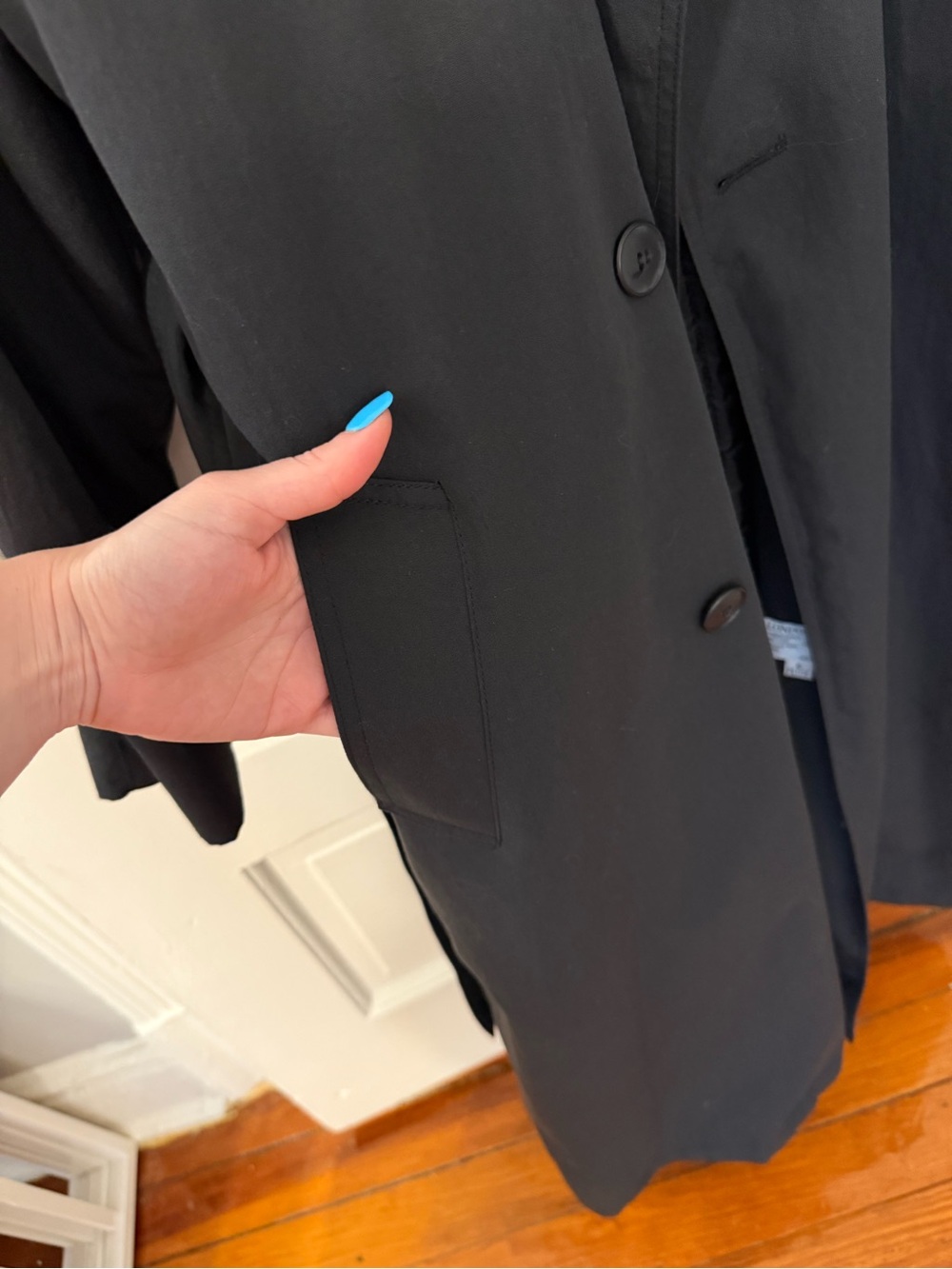 Vtg London Fog Black Trench Coat - Picture 7 of 11